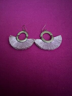 Handmade Pink Tassel Fan Drop Earrings